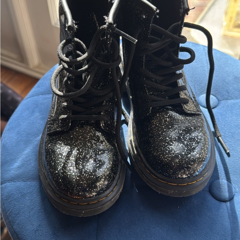 Dr. Martens Black Glitter Kids Boots